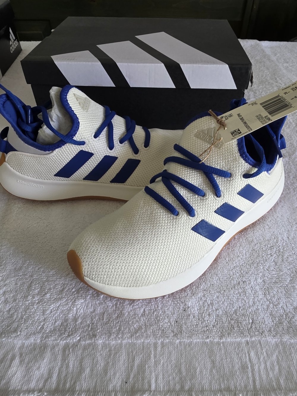 NWT Adidas Cloudfoam Pure SPW Sneakers - White/Royal Blue/Gum -
